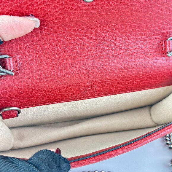 Gucci Red Leather Super Mini Dionysus Shoulder Bag Crossbody - Picture 6 of 6